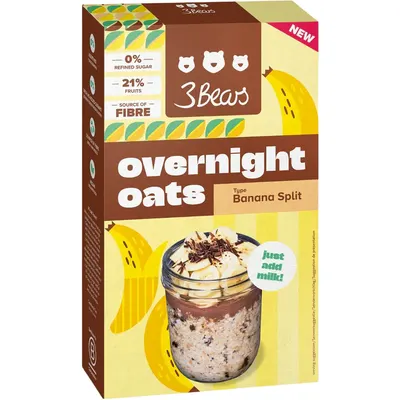 Porridge din Ovaz cu Banane si Boabe de Cacao Sparte fara Zahar Adaugat 400g