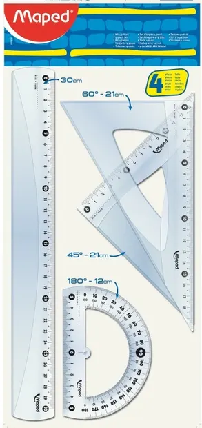 Set de desen Maped - 4 piese, cu linie de 30 cm