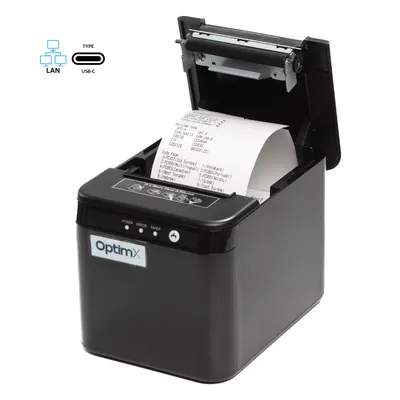 Imprimanta termica pentru chitante, bonuri, HoReCa, OptimX Pro HQ821, 80mm, viteza de printare 200mm/s, USB, LAN