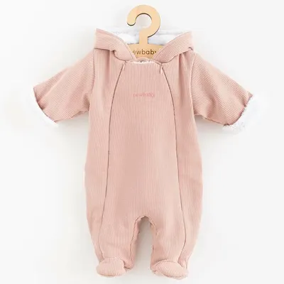 Salopeta de iarna, New Baby, Pentru bebelusi, Cu gluga, Marime 68, Din bumbac si elastan, Cu captuseala din polar, Frosty Pink