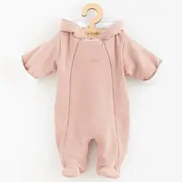 Salopeta de iarna, New Baby, Pentru bebelusi, Cu gluga, Marime 68, Din bumbac si elastan, Cu captuseala din polar, Frosty Pink