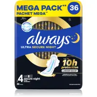 Always Ultra Secure Night Size 4 absorbante pentru noapte 36 buc