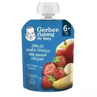 Piure Gerber Natural Mar, Banana si Capsuni, 90 g, Nestle