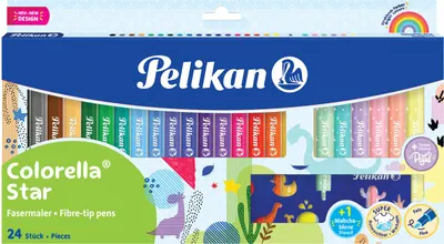 Set de carioci Pelikan Colorella Star - 24 culori + șablon de desen