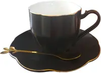 Cană de porțelan Curly - Black, 200 ml