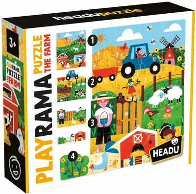 Puzzle educațional Headu Playrama - Fermă, 40 piese