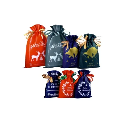 Saculeti decorativi pentru cadouri, set 8 bucati, dimensiuni diferite, poliester