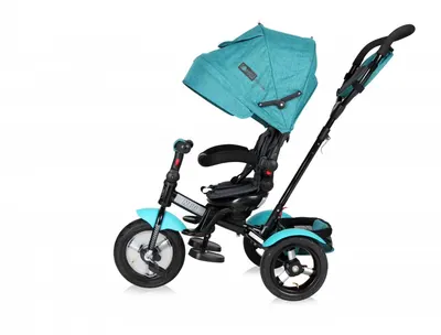 Tricicleta pentru copii Lorelli Neo Air Green Luxe 4 in 1 multifunctionala, roti mari gonflabile, spatar inalt reglabil, sezut rotativ, 2 tipuri de suport pentru picioare si dispozitiv de franare