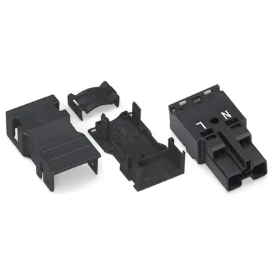 Plug; with strain relief housing; 2-pole; Cod. A; 4,00 mm²; black