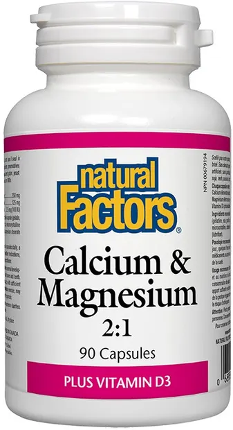 Calcium & Magnesium 2:1, 90 capsule, Natural Factors