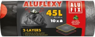 Saci de gunoi cu legături ALUFIX - Aluflexy, 45 l, 10 buc