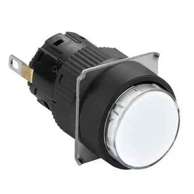 Lampa pilot rotunda Ø16 - IP65 -alba - LED 24VDC integr. polariz - conector