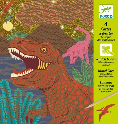 Set de tablouri scratch Djeco - Când existau dinozaurii