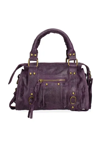 Geanta din piele cu bareta de umar Erisia - Violet aubergine