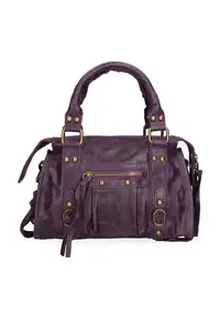 Geanta din piele cu bareta de umar Erisia - Violet aubergine