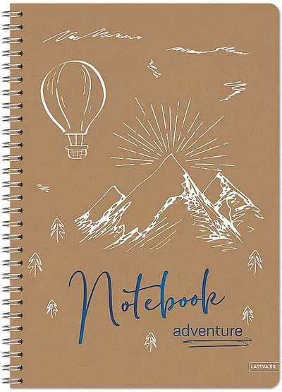 Caiet cu spirală Lastva - Adventure, A4, 60 file, rânduri late, sortiment
