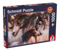 Puzzle Schmidt din 1000 de piese - Familie de cai