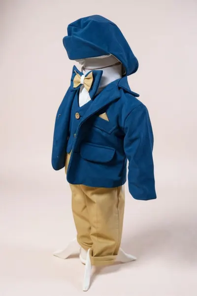 Costum elegant baieti David a, albastru caramel