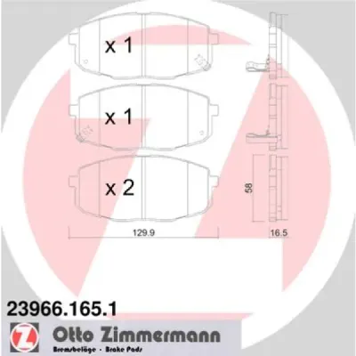 Set placute frana, frana disc ZIMMERMANN 23966.165.1