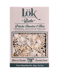 Dark Chocolate 70% cacao cu arahide, migdale si fistic, 85g, LOK