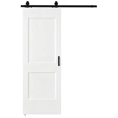 HOMCOM Ușă Culisantă de Interior din Lemn de Pin cu Șină Silențioasă, Ghidaj, Kit Accesorii, Alb | Aosom Romania
