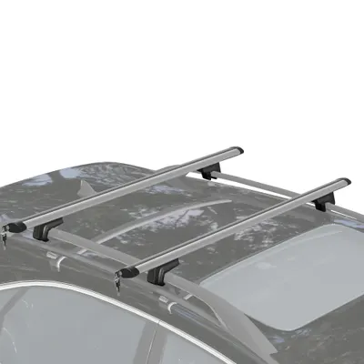 HOMCOM Bare transversale auto 135 cm, portbagaj blocabil cu 2 chei, compatibile cu șine laterale de 120 cm, argintie | Aosom Romania
