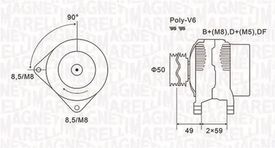 Alternator (14v, 150a) Nissan Interstar, Primastar; Opel Movano, Vivaro A; Renault Laguna Ii, Master Ii, Trafic Ii 1.9d 2.2d 2.5d Dupa 2001