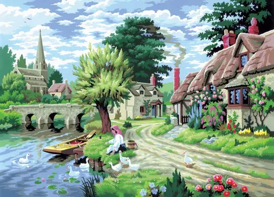 Kit de pictură acrilică Royal - Rațe, 39 x 30 cm