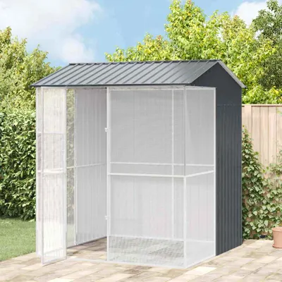 vidaXL Cușcă pentru păsări Antracit 215 x 210 x 247 cm Oțel Galvanizat