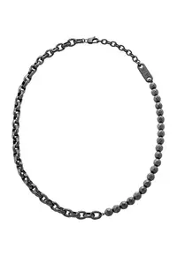 Colier din otel inoxidabil decorat cu pietre de hematite - Negru