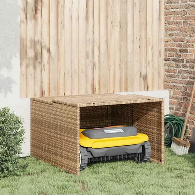 vidaXL Garaj pentru mașina de tuns iarba, bej 86x90x52/57 cm poliratan