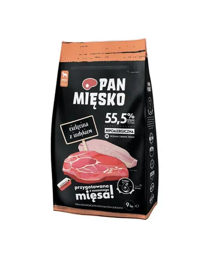 PAN MIĘSKO hrana caini cu vitel si curcan M 2x9 kg