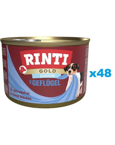 RINTI Gold Junior Poultry Mini conserve pentru juniori 48x185 g cu pasare