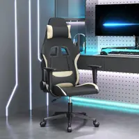 vidaXL Scaun de jocuri, negru și crem, textil