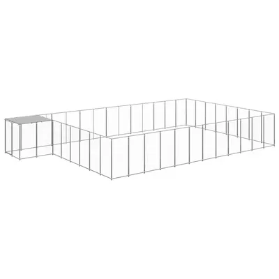 vidaXL Padoc pentru câini, argintiu, 30,25 m², oțel