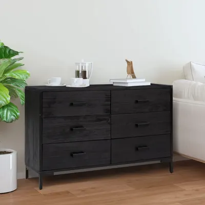 vidaXL Servantă, negru, 110x35x70 cm, lemn masiv de pin reciclat