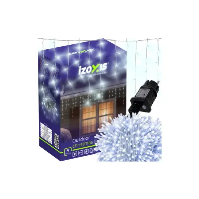 Instalatie tip turturi, 500 LED-uri alb rece, lungime 22.5 m, 8 moduri iluminare