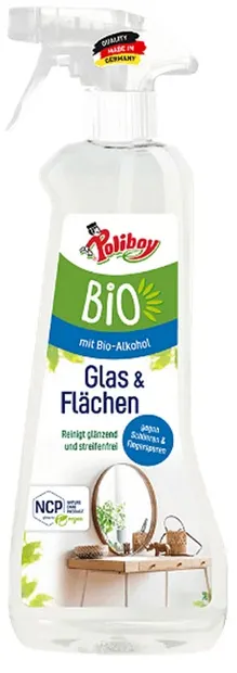 Spray pentru geamuri Poliboy – BIO, cu bio-alcool, 500 ml