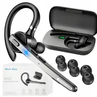 Casca Bluetooth Wireless New Bee , Bluetooth 5.1, Anulare zgomot, Cu carcasa de incarcare, Sunet HD, Multipoint, Autonomie baterie 60 ore, 10m, 13.6