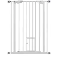 PawHut Poartă Reglabilă pentru Câini cu Ușă Mică și Montare prin Presiune, 74-80x104.1 cm, Alb | Aosom Romania