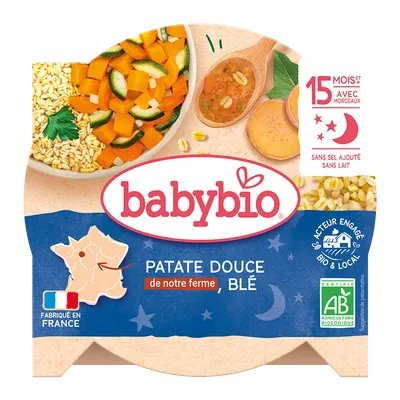 Meniu cu legume, cartof dulce si grau Bio, 260g, BabyBio