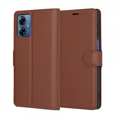 Husa pentru Motorola Moto G14, Techsuit, Leather Folio, Maro