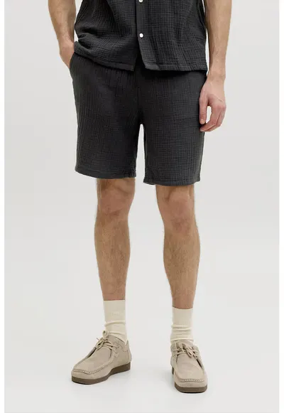 Pantaloni scurti din bumbac cu model uni - Negru