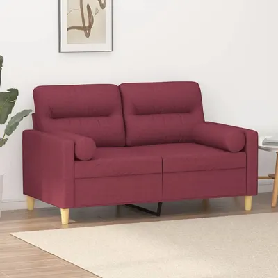 Gossi canapea cu 2 locuri cu pernute, rosu vin, 120 cm, textil