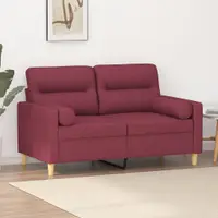 Gossi canapea cu 2 locuri cu pernute, rosu vin, 120 cm, textil