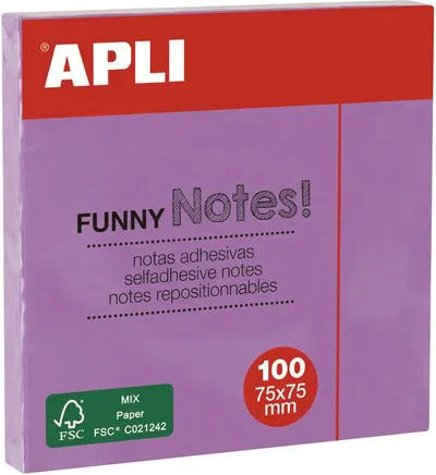 Note lipicioase autoadezive Apli - 75 x 75 mm, 100 bucăți, creion violet