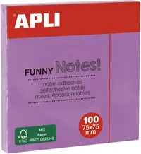 Note lipicioase autoadezive Apli - 75 x 75 mm, 100 bucăți, creion violet