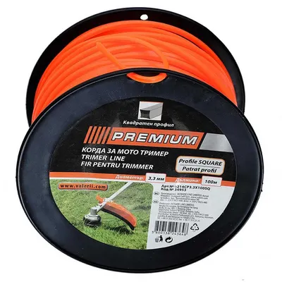 Corzi pentru trimmer moto Premium - Pătrate, 3.3 mm x 100 m