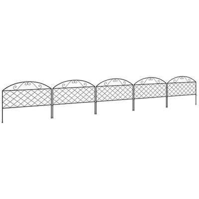 Outsunny Lot de 5 panouri de gard de grădină decorative din metal, bordură de grădină, pat de flori - dim. 305 x 43 cm | Aosom Romania