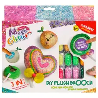 Set de creatie cu sclipici Paulinda, Magic Glitter 3In1, Plush Brooch Design